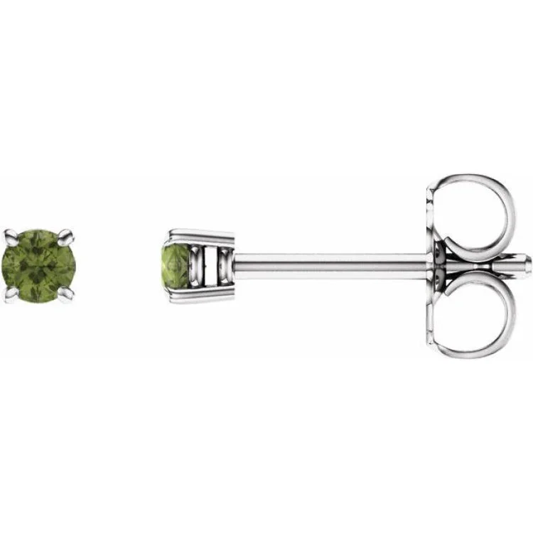 drop earrings for women-14K White 2.5 mm Natural Peridot Stud Earrings