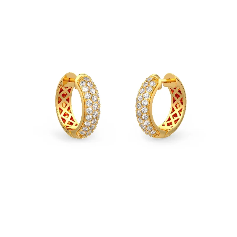 fashion gold earrings for women-Diamond Orbit Pave Huggies