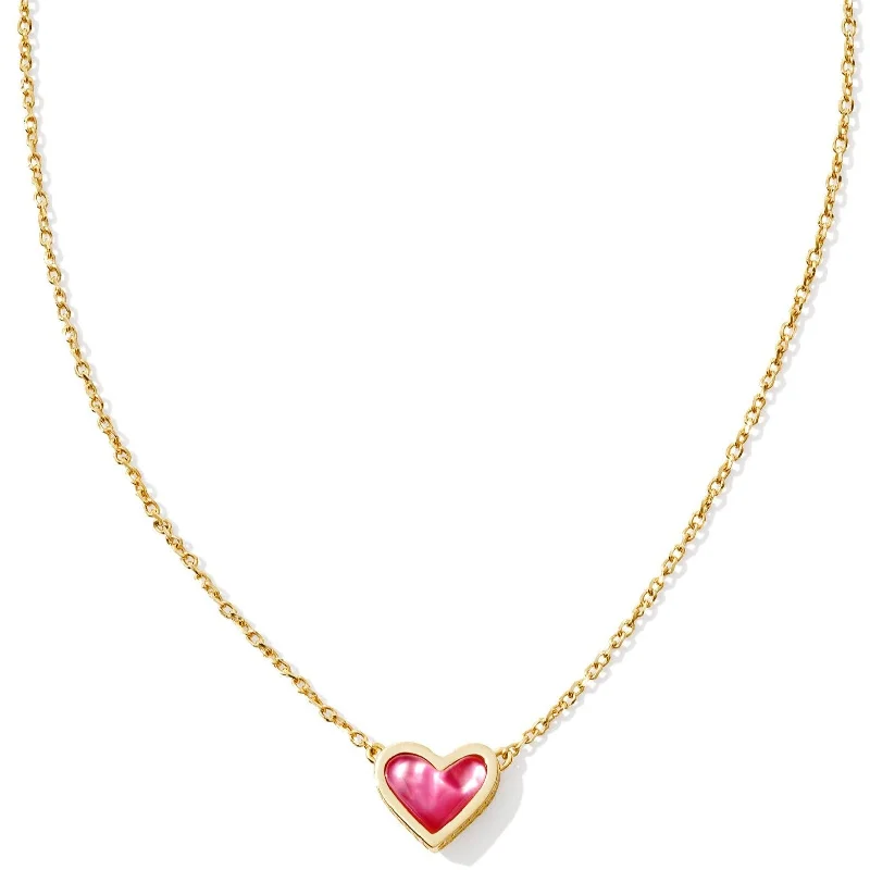 celestial necklaces for women-Kendra Scott | Framed Ari Heart Gold Short Pendant Necklace in Azalea Illusion