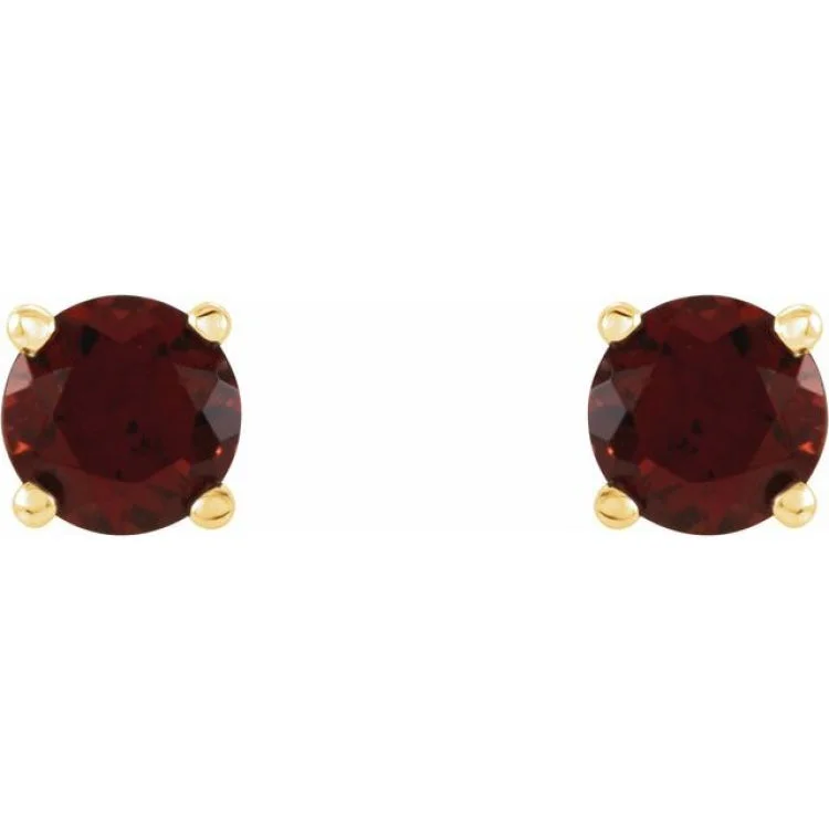 minimalist gold earrings for women-14K Yellow 4 mm Natural Mozambique Garnet Stud Earrings