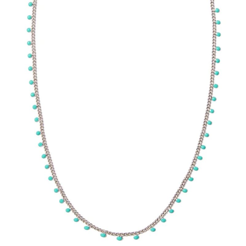 white gold necklaces for women-Kendra Scott | Kelsey Silver Strand Necklace in Turquoise Enamel