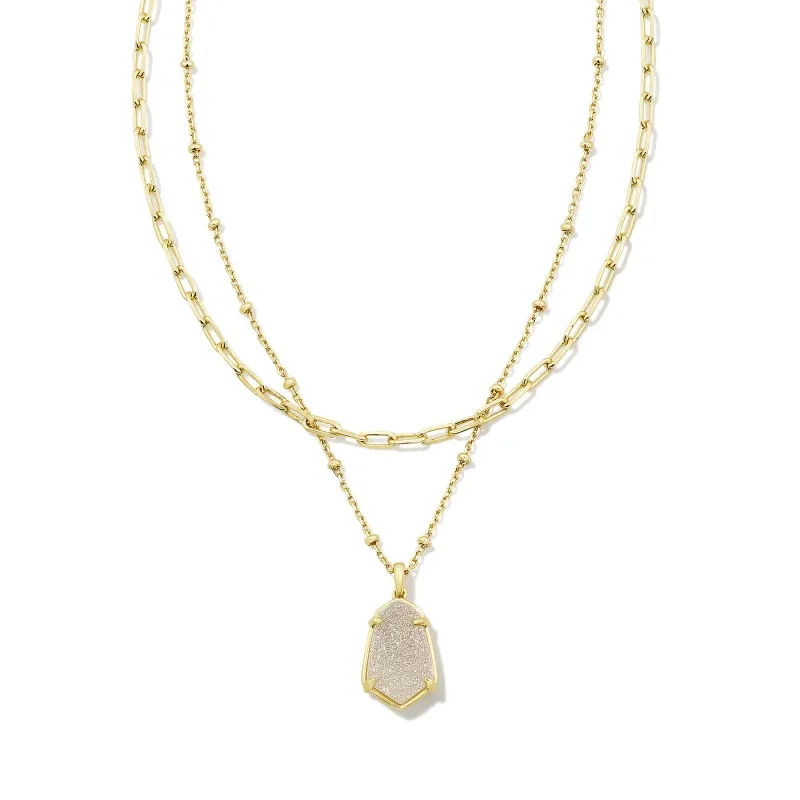 gemstone pendants for women-Kendra Scott | Alexandria Gold Multi Strand Necklace in Iridescent Drusy