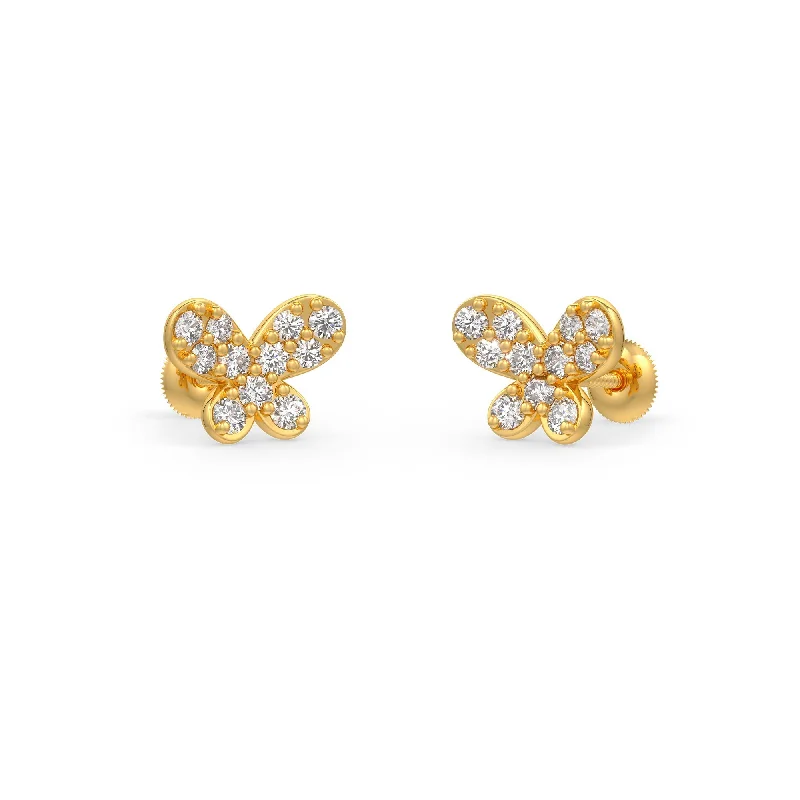 statement pearl earrings for women-Charming Butterfly Diamond Earrings