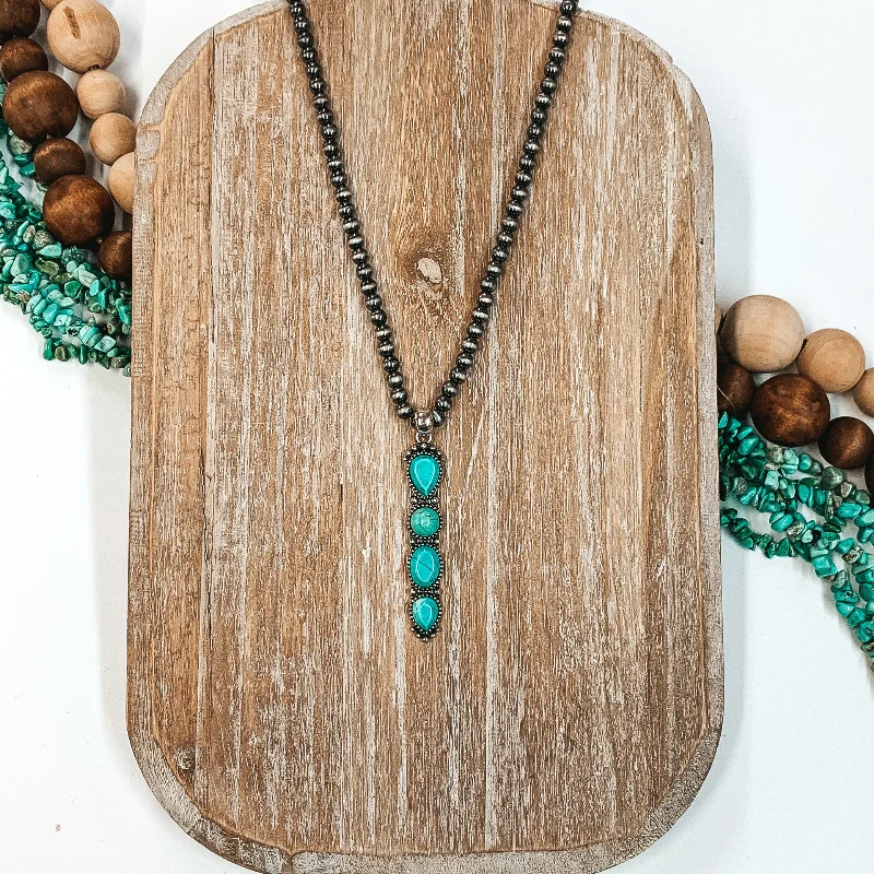 engraved name necklaces for women-Lariat Inspired Pendant Necklace in Turquoise