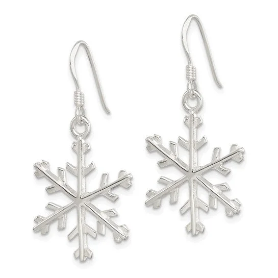 gemstone stud earrings for women-Sterling Silver  Snowflake Dangle Earrings