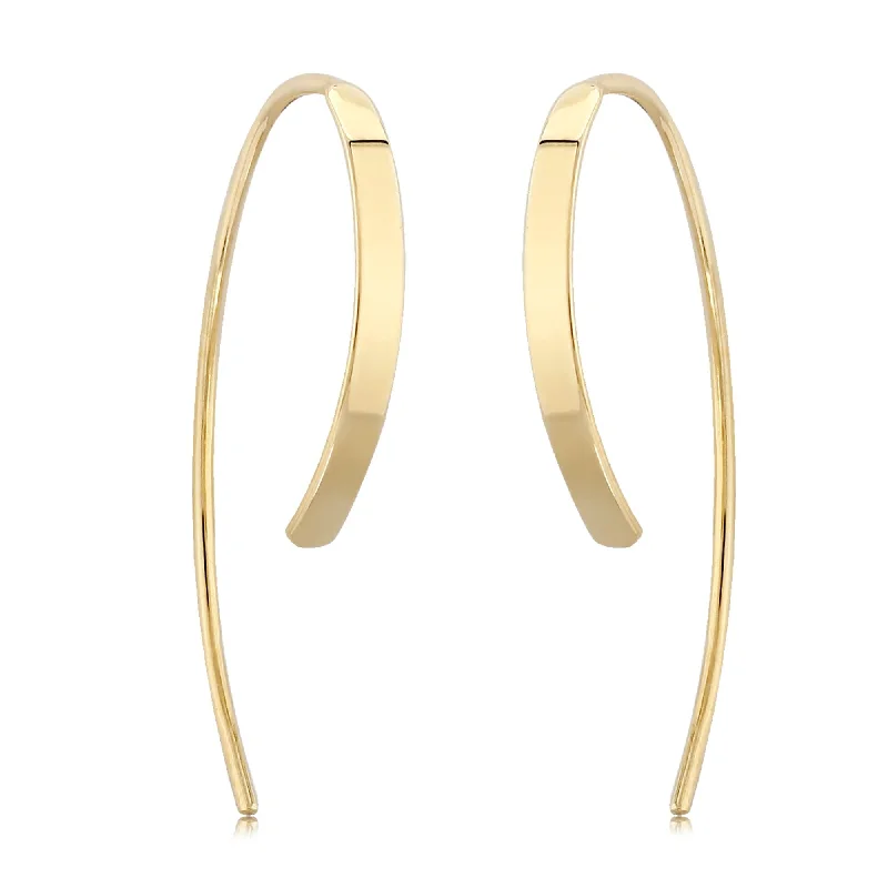 fashion earrings for women-14K Yellow Gold Flat Sweep Earrings