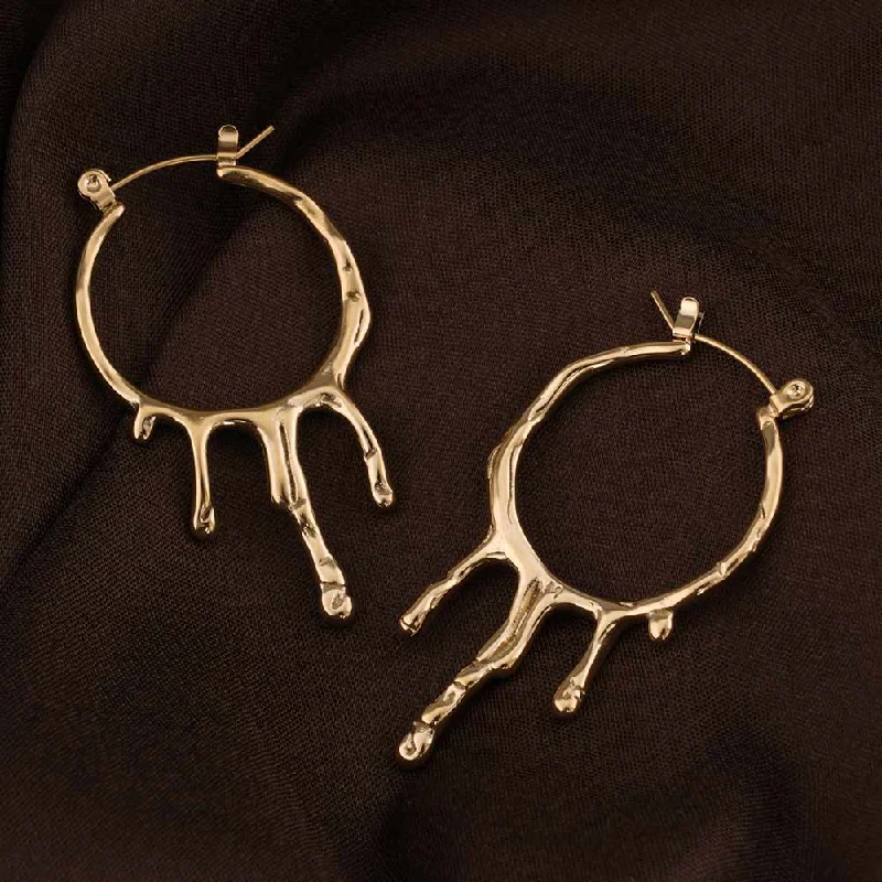 stud earrings for women-Round Dripping Hoop Earrings