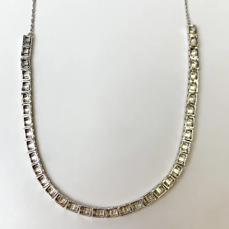 wedding necklaces for women-Kendra Scott | Gracie Tennis Necklace Silver White CZ