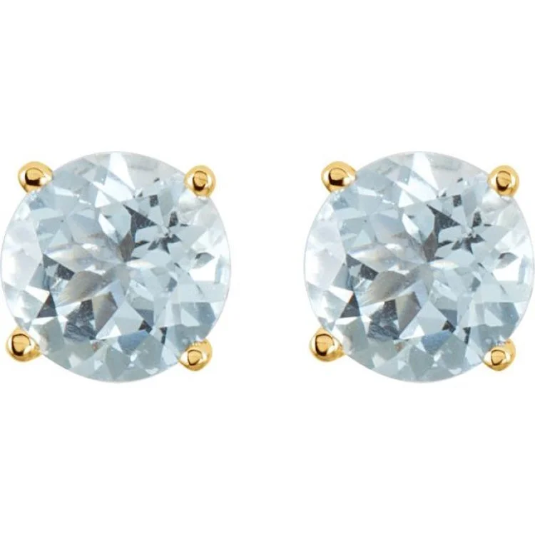 chandelier earrings for women-14K Yellow 2.5 mm Natural Aquamarine Stud Earrings