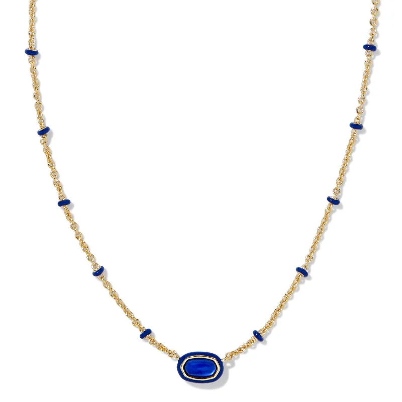 choker necklaces for women-Kendra Scott | Mini Elisa Gold Enamel Frame Short Pendant Necklace in Cobalt Illusion