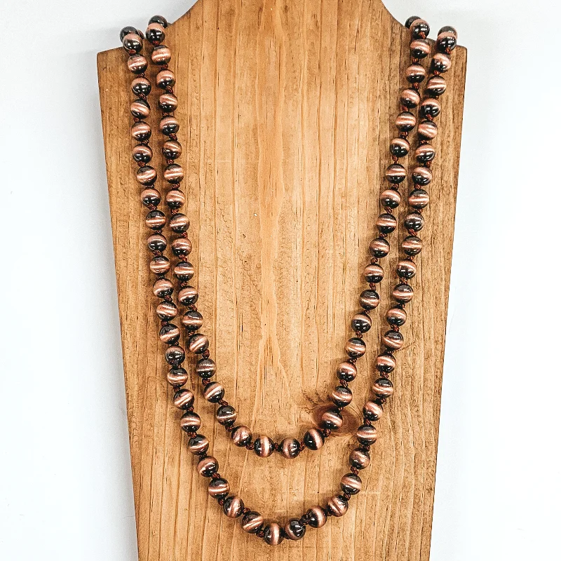 engraved necklaces for women-Large Navajo Pearl Inspired  Layering Necklace in Copper Tone