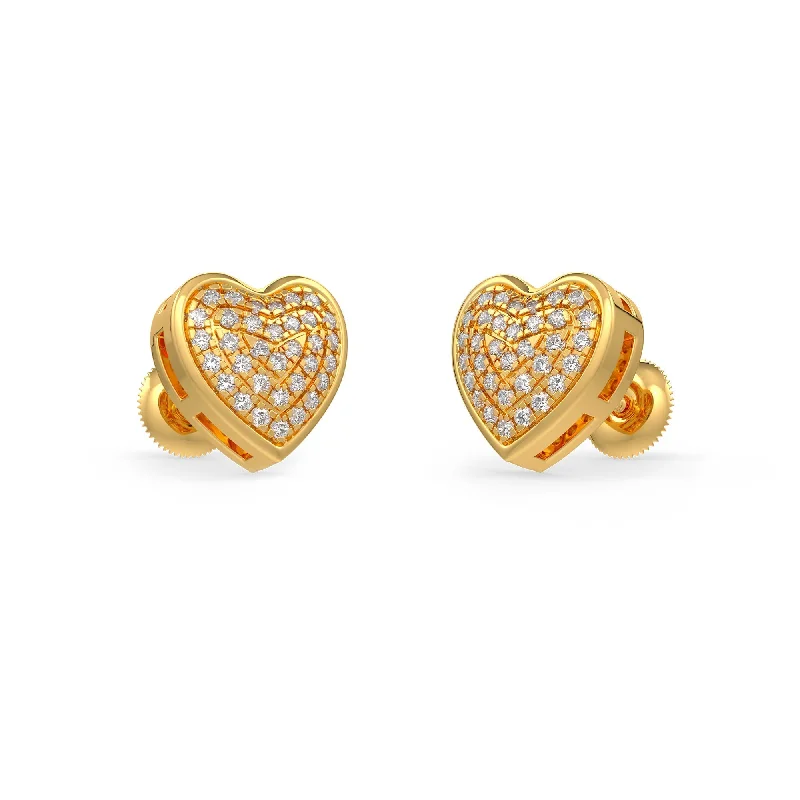 bar earrings for women-Precious Hearts Diamond Earrings