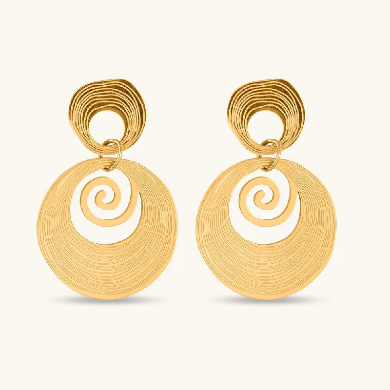 dainty earrings for women-Twirling Circle Earrings