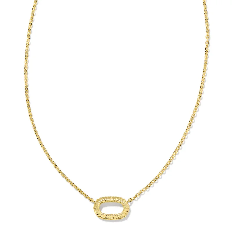 minimalist necklaces for women-Kendra Scott | Elisa Gold Ridge Open Frame Short Pendant Necklace