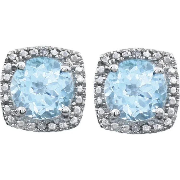 hoop earrings with diamonds for women-Sterling Silver Natural Sky Blue Topaz & .015 CTW Natural Diamond Earrings