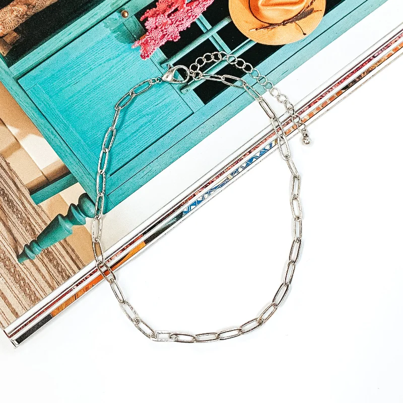 multi-layered necklaces for women-Tell A Story Paperclip Chain in Worn Silver Tone