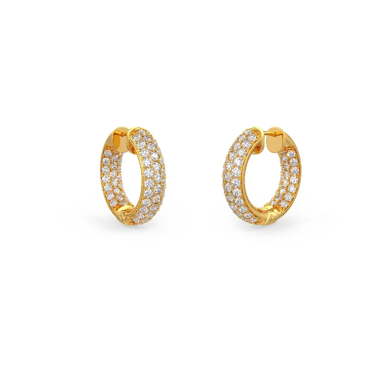 hoop earrings with diamonds for women-Inside Out Diamond Pave Hoops