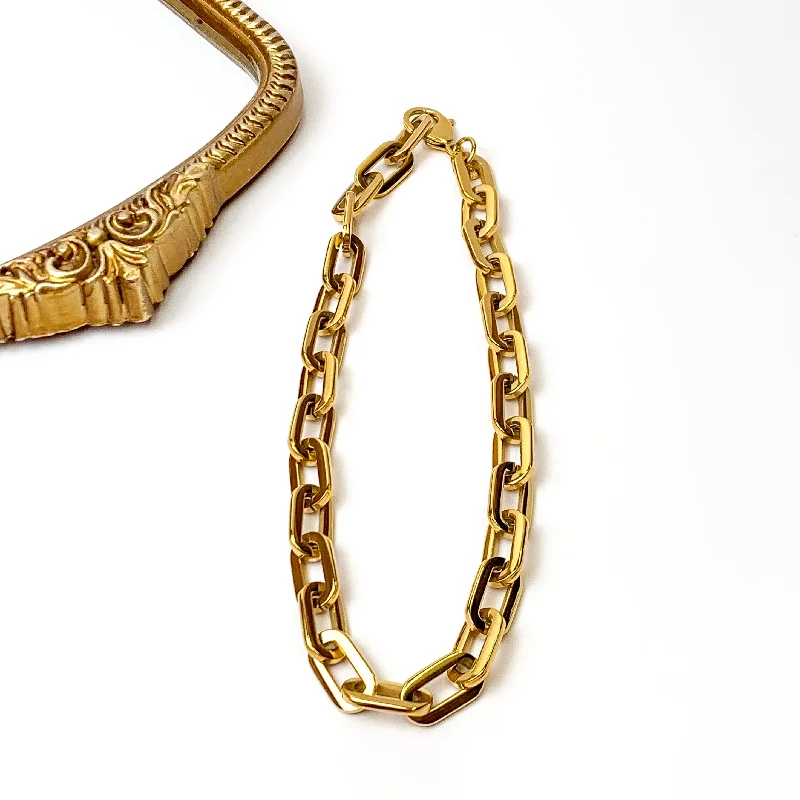 gemstone pendants for women-Bracha | Elle Gage Chunky Chain Necklace in Gold Tone