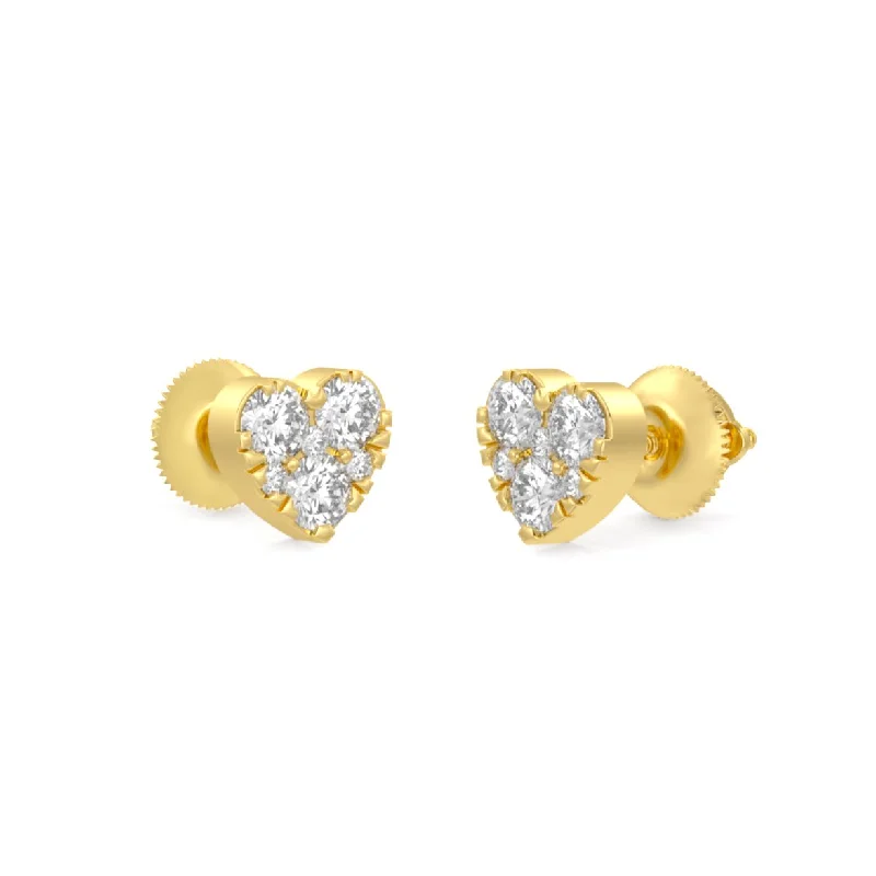 statement gold earrings for women-Heart Pave Earrings