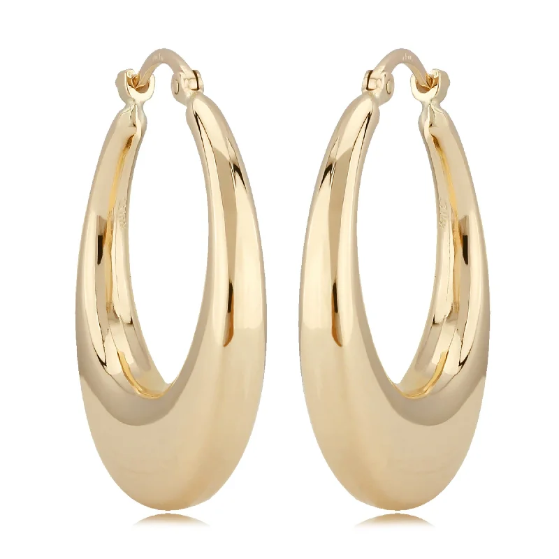 vintage drop earrings for women-14K Yellow Gold Pl Shell Hoop S/D Earrings