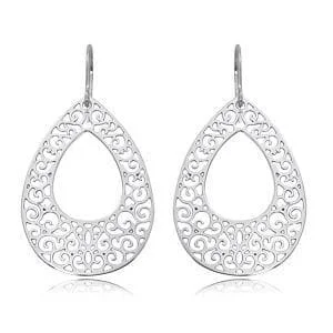 halo earrings for women-Sterling Silver Gypsy Swirl Teardrop Earrings