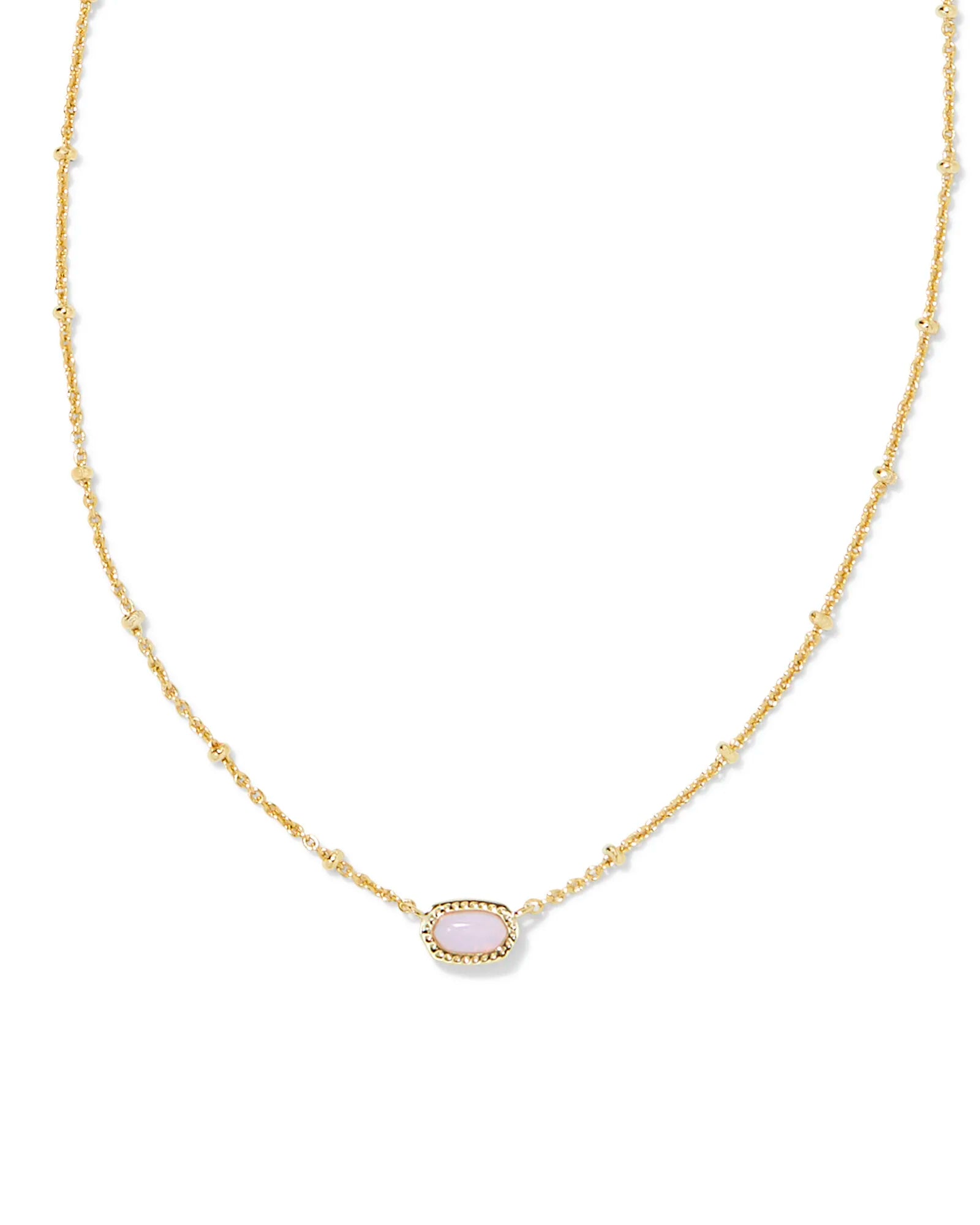 zodiac necklaces for women-Kendra Scott |  Mini Elisa Gold Satellite Short Pendant Necklace in Pink Opalite Crystal