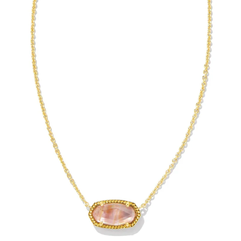 thick chain necklaces for women-Kendra Scott | Elisa Gold Pendant Necklace in Light Pink Iridescent Abalone