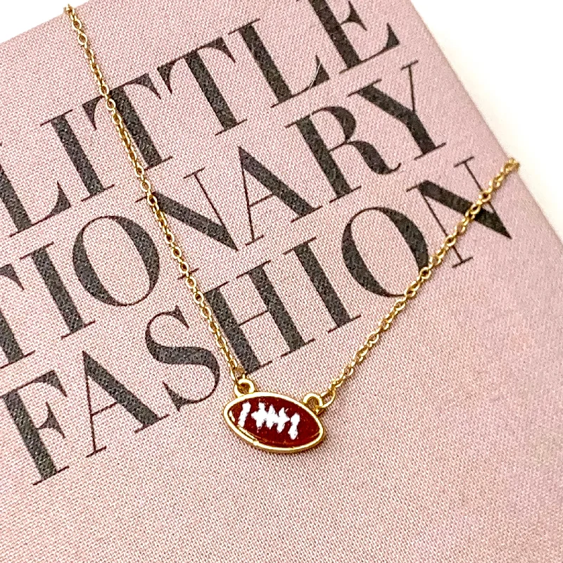 choker necklaces for women-Let's Go! Gold Tone Druzy Football Pendant Necklace