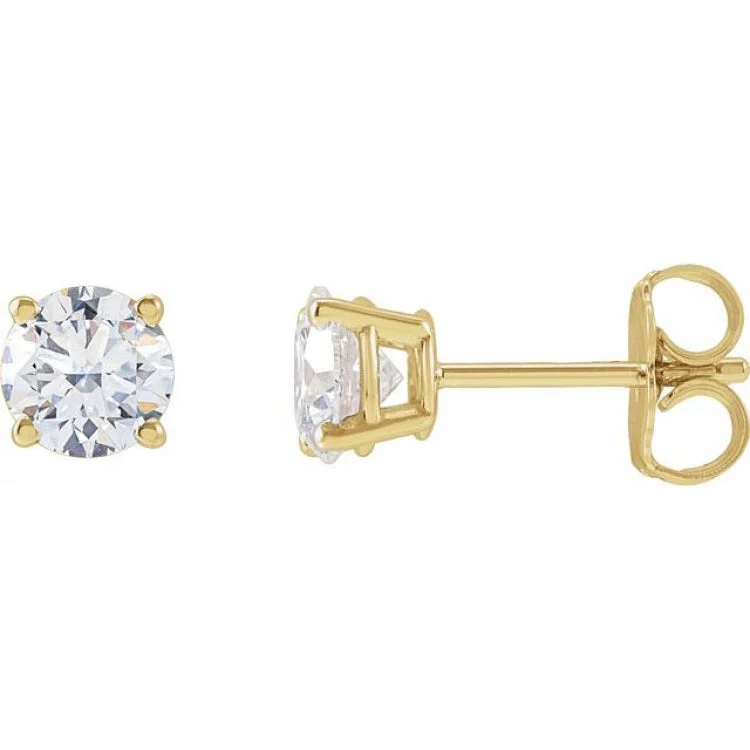 gold earrings for women-14K Yellow 1 CTW Lab-Grown Diamond Stud Earrings