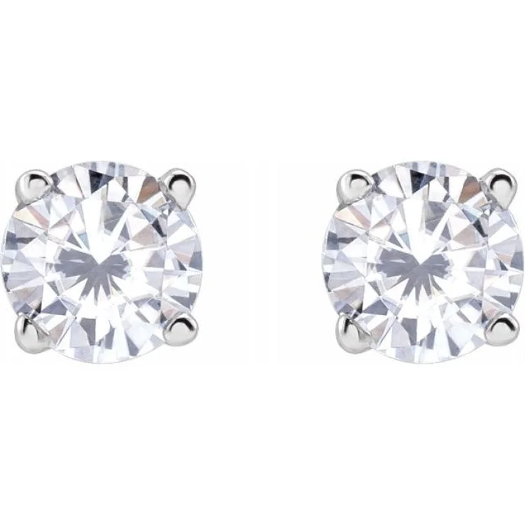 gemstone earrings for women-Sterling Silver 4 mm Imitation White Cubic Zirconia Stud Earrings