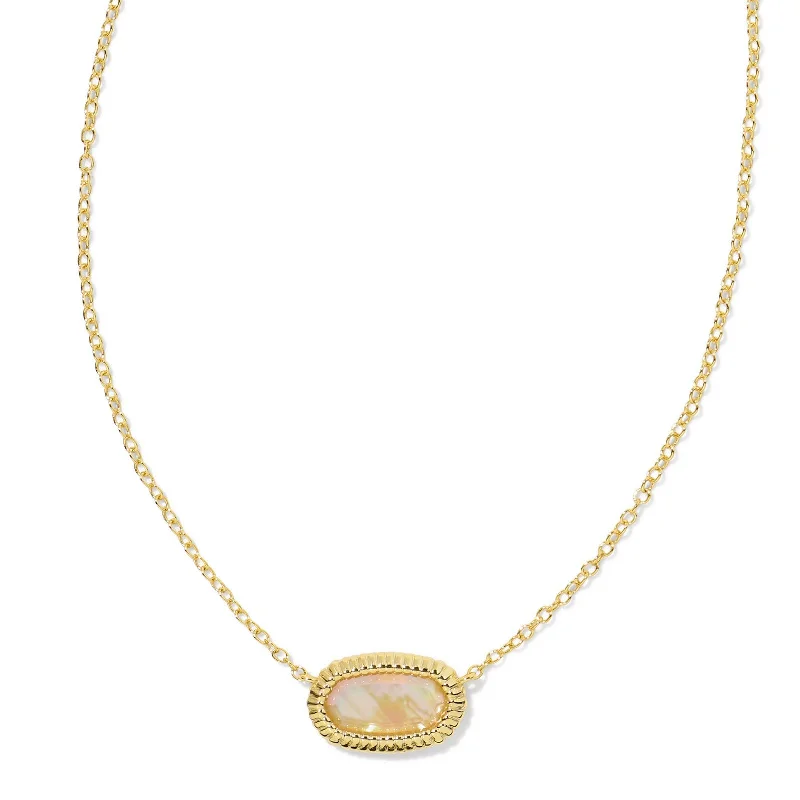 adjustable necklaces for women-Kendra Scott | Elisa Gold Ridge Frame Short Pendant Necklace in Golden Abalone