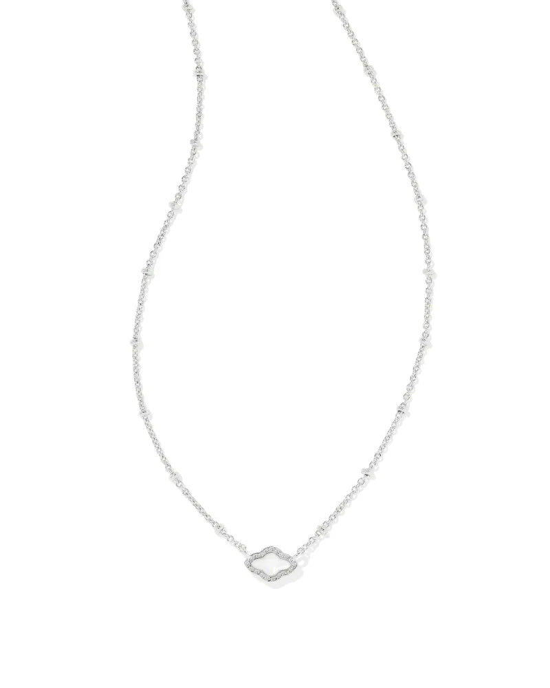 infinity heart necklaces for women-Kendra Scott | Mini Abbie Silver Short Pendant Necklace in Ivory Mother of Pearl