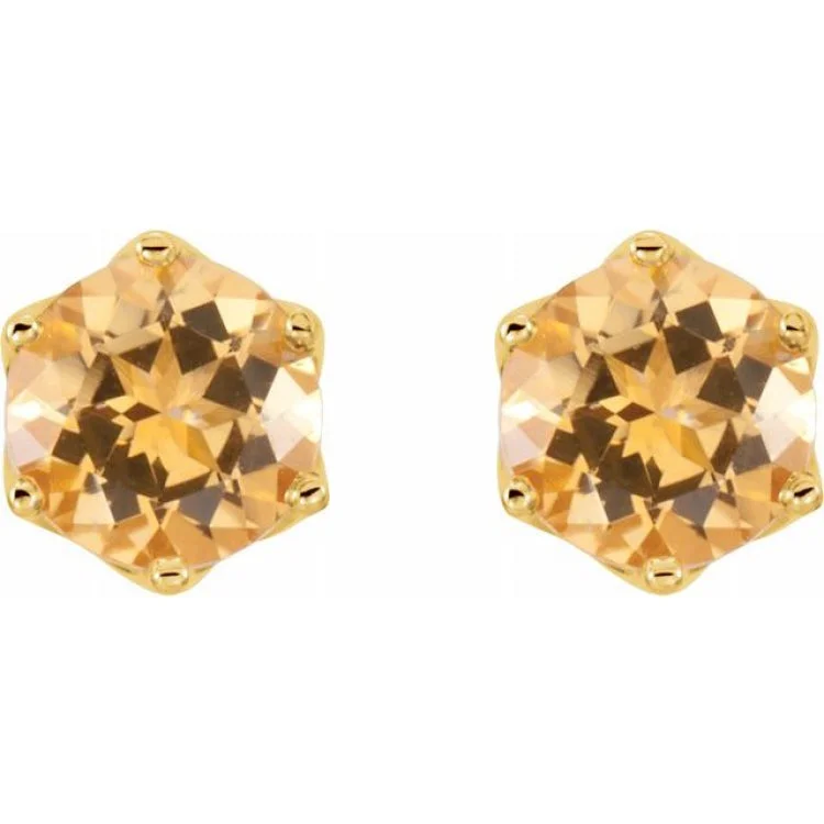 round earrings for women-14K Yellow Natural Citrine Earrings