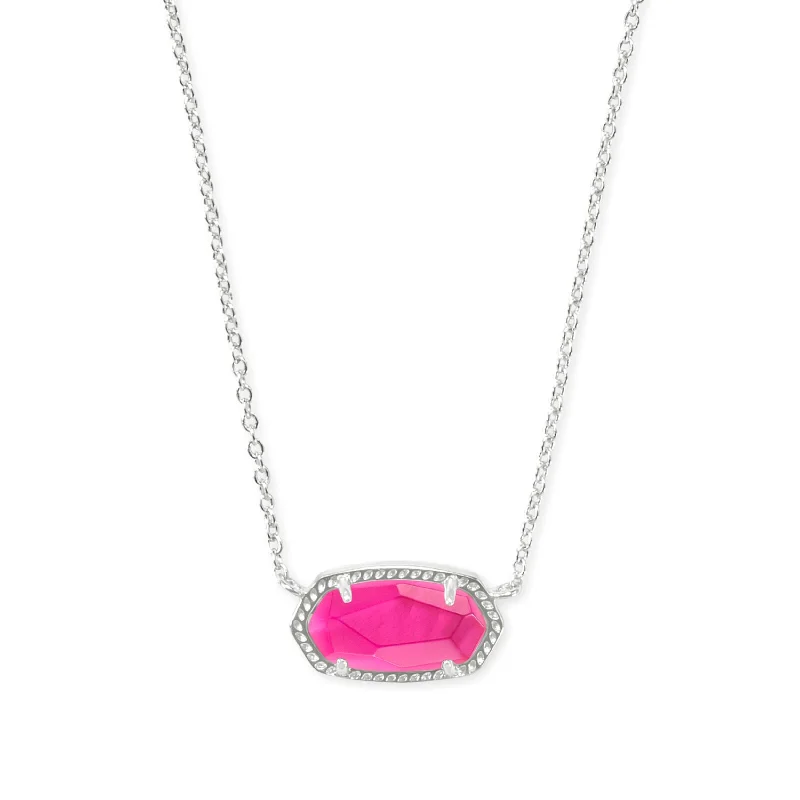 opal necklaces for women-Kendra Scott | Elisa Silver Pendant Necklace in Azalea Illusion