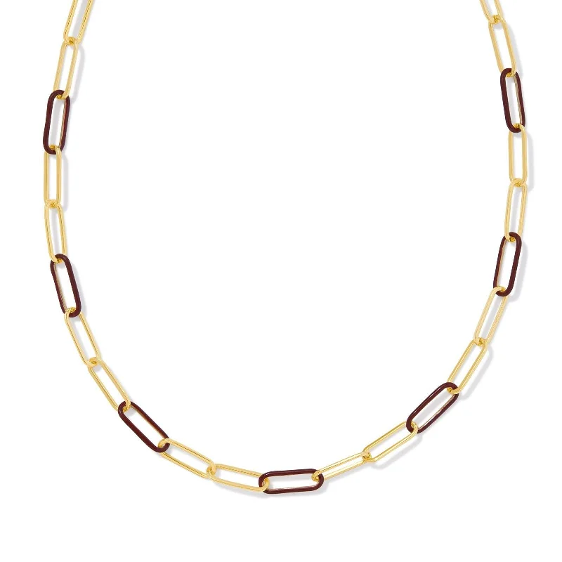 statement necklaces for women-Kendra Scott | Ainsley Gold Convertible Chain Necklace in Burgundy Enamel