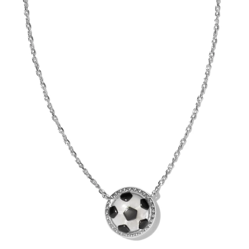 layered necklaces for women-Kendra Scott | Soccer Silver Short Pendant Necklace in Ivory Mother-of-Pearl