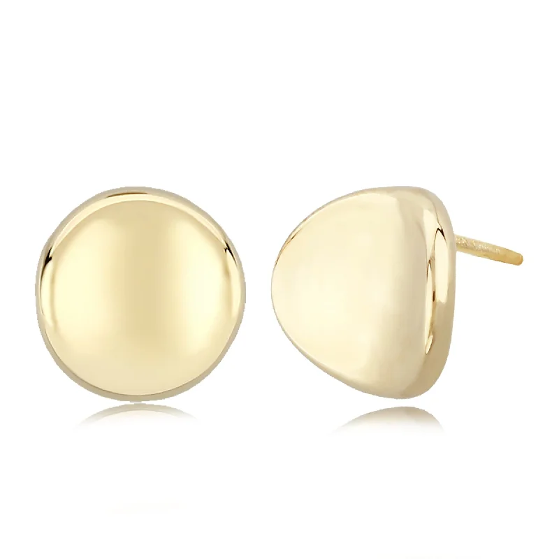 classic earrings for women-14KG 10mm Dapped Disk Earrings