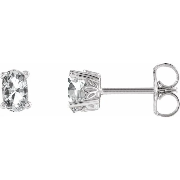 dangle earrings for women-14K White Natural White Sapphire Earrings