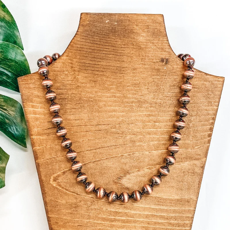 gold-plated necklaces for women-Large Navajo Pearl Inspired Short Necklace in Copper