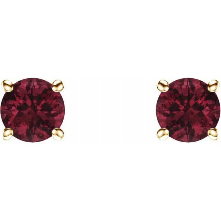 handmade earrings for women-14K Yellow 5 mm Natural Mozambique Garnet Stud Earrings