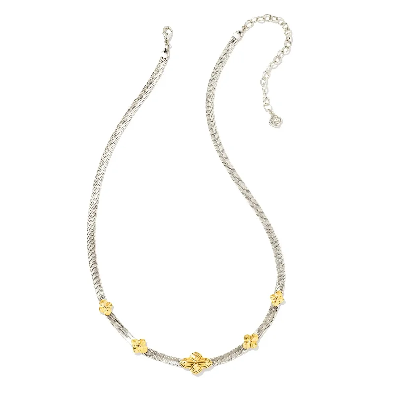 dainty necklaces for women-Kendra Scott | Abbie Herringbone Necklace in Mixed Metal