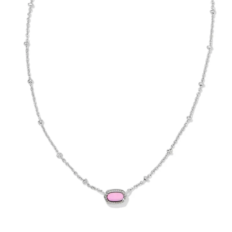 trendy necklaces for women-Kendra Scott | Mini Elisa Silver Satellite Short Pendant Necklace in Fuchsia Magnesite