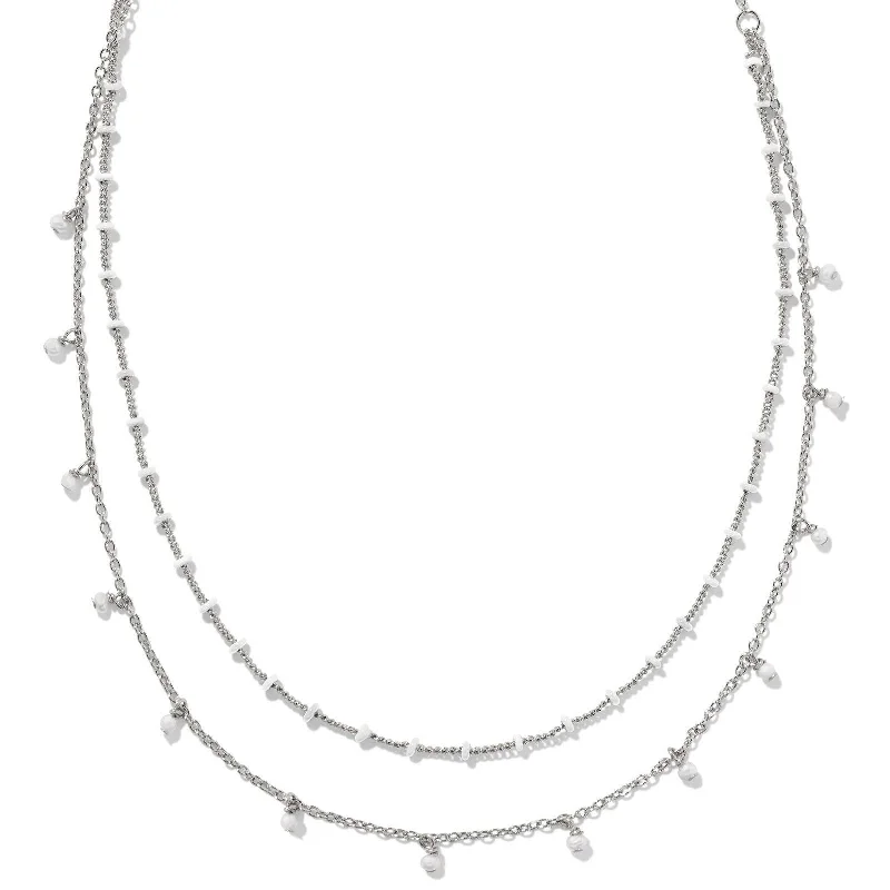 double chain necklaces for women-Kendra Scott | Eve Silver Multi Strand Necklace in White Mix