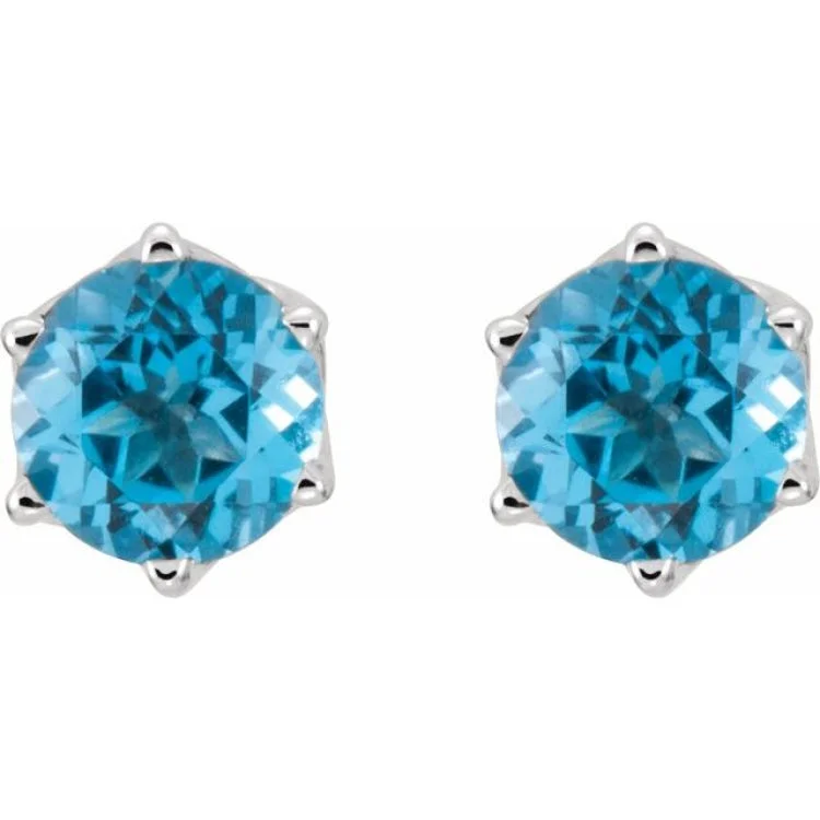 dangle earrings for women-14K White Natural Swiss Blue Topaz Earrings