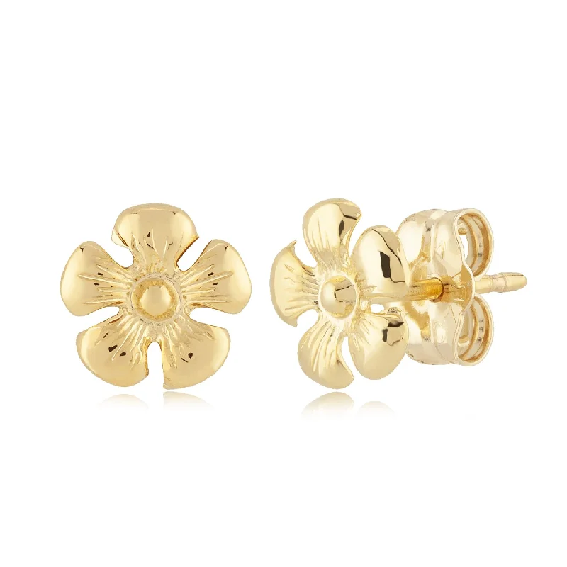 geometric earrings for women-14K Yellow Gold Sm. Daisy Flower Earrings