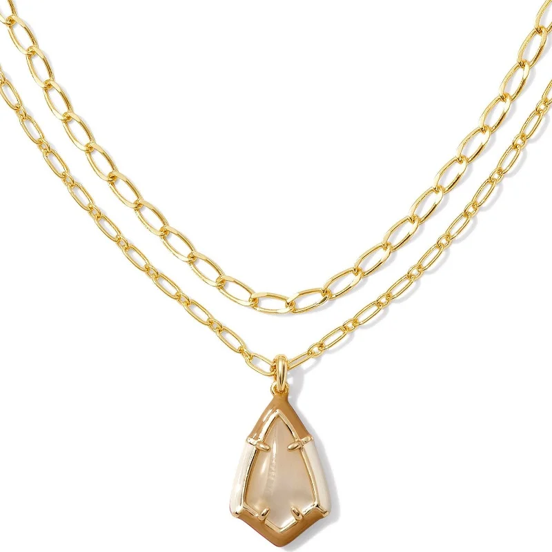 bar necklaces for women-Kendra Scott | Camry Gold Enamel Frame Multi Strand Necklace in Natural Mother of Pearl