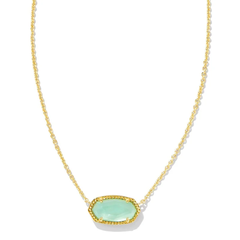 zodiac necklaces for women-Kendra Scott | Elisa Gold Pendant Necklace in Light Green Mother of Pearl