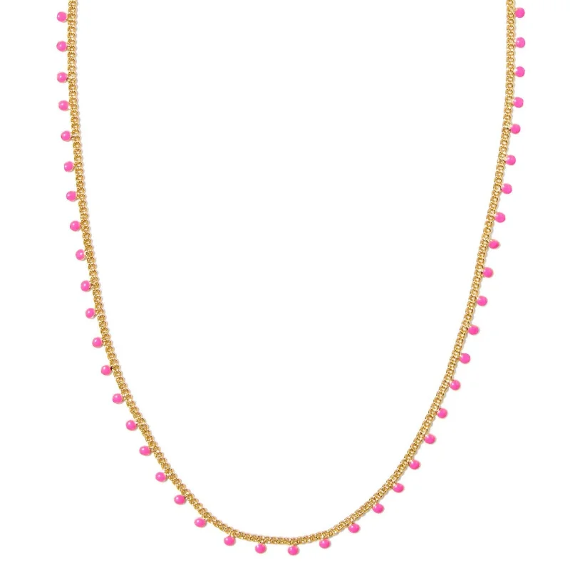 wedding pendant necklaces for women-Kendra Scott | Kelsey Gold Strand Necklace in Pink Enamel