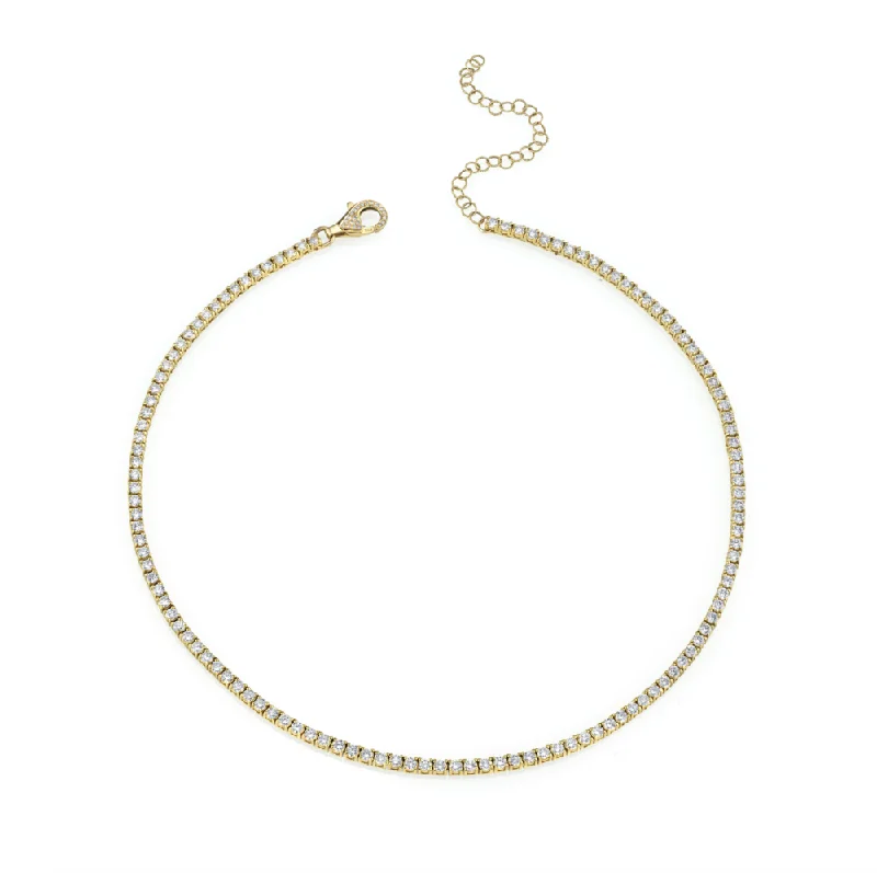 layered necklaces for women-DIAMOND PAVE TENNIS CHOKER