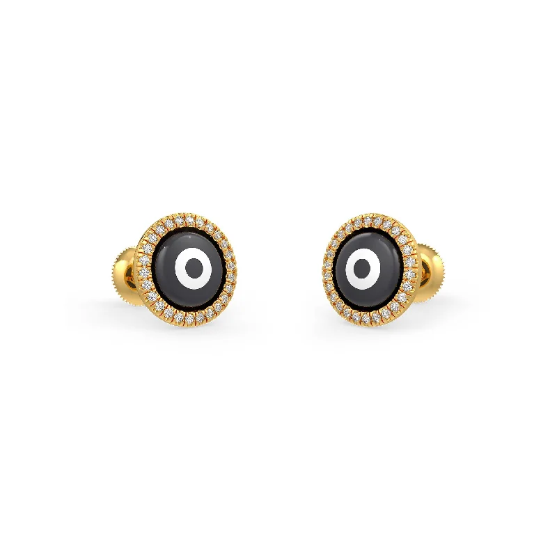 elegant earrings for women-Black Evil Eye Diamond Earrings